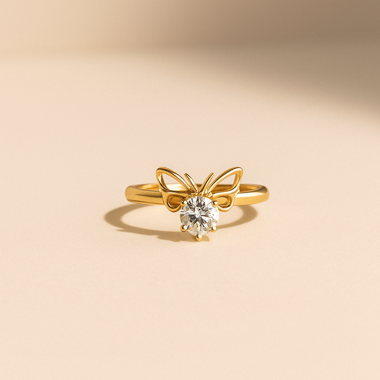 Ethereal Butterfly Solitaire Ring