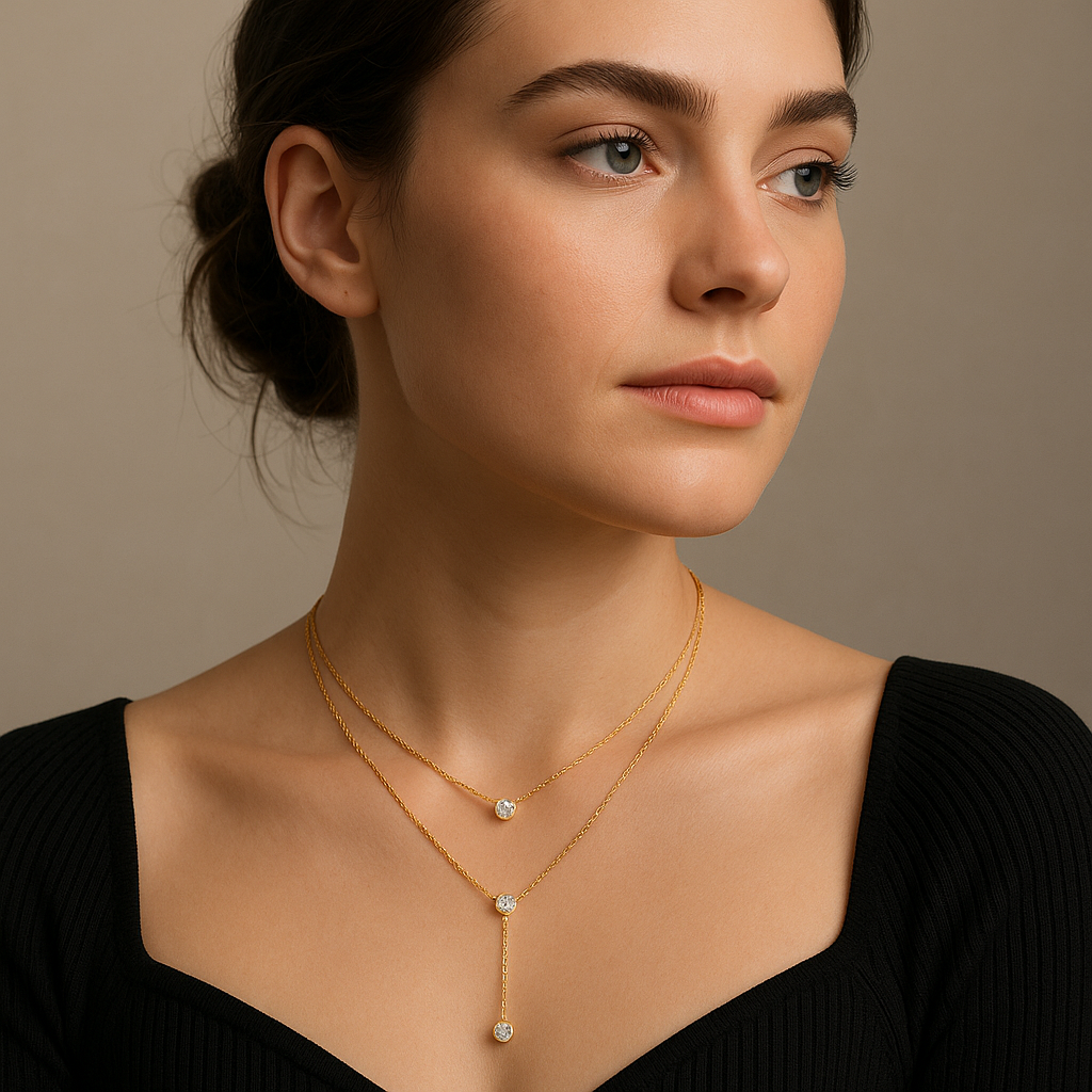 Layered Crystal Drop Necklace