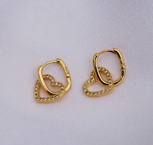 Gold Heart Hoop Earrings