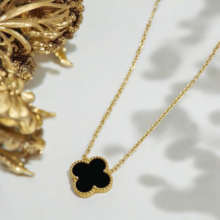 Aurelia Black Clover Necklace