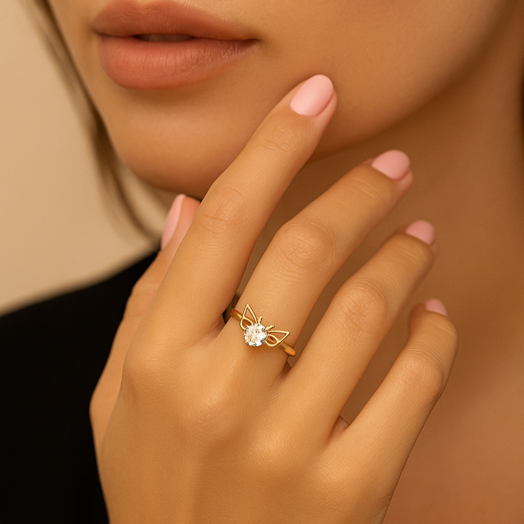 Ethereal Butterfly Solitaire Ring
