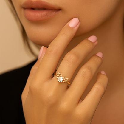 Ethereal Butterfly Solitaire Ring
