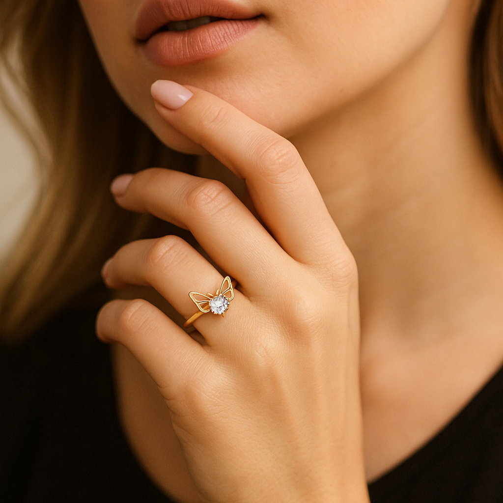 Ethereal Butterfly Solitaire Ring