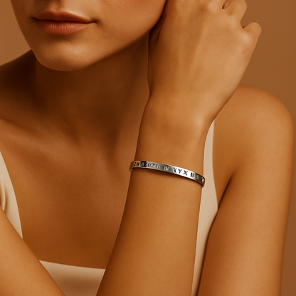 Roman Numeral Classic Cuff Bracelet