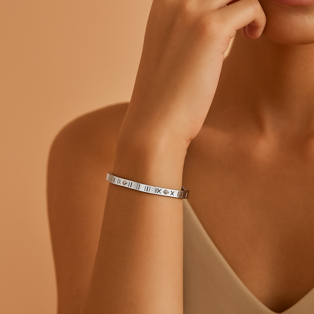 Roman Numeral Classic Cuff Bracelet