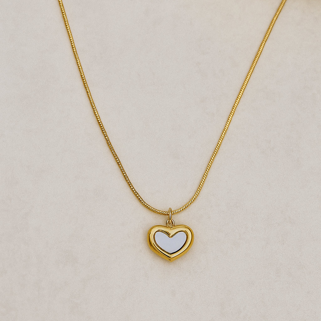 White Heart Pendant Necklace