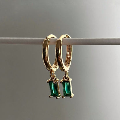 Emerald Rectangle Drop Earrings
