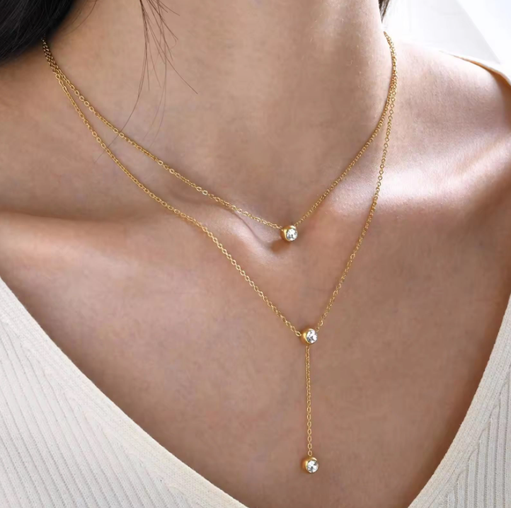 Layered Crystal Drop Necklace