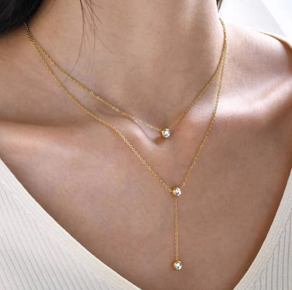 Layered Crystal Drop Necklace