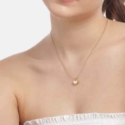 White Heart Pendant Necklace