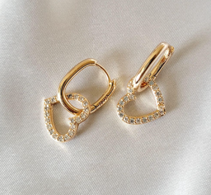 Gold Heart Hoop Earrings