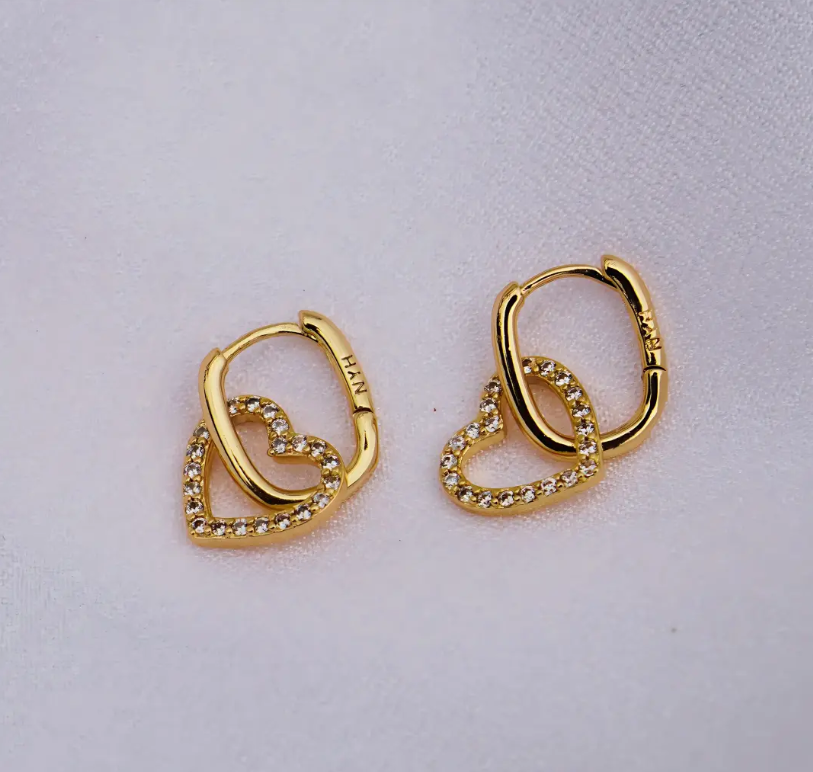 Gold Heart Hoop Earrings