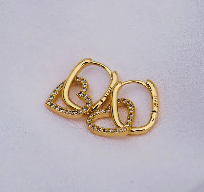Gold Heart Hoop Earrings