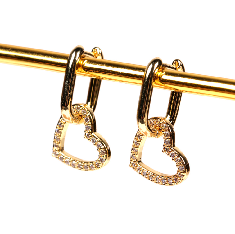 Gold Heart Hoop Earrings