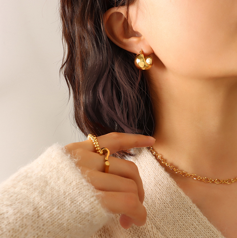 Chunky Gold Hoop Earrings