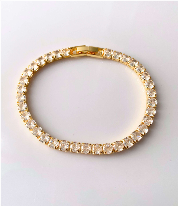 Tennis Bracelet with Round-Cut CZ Stones