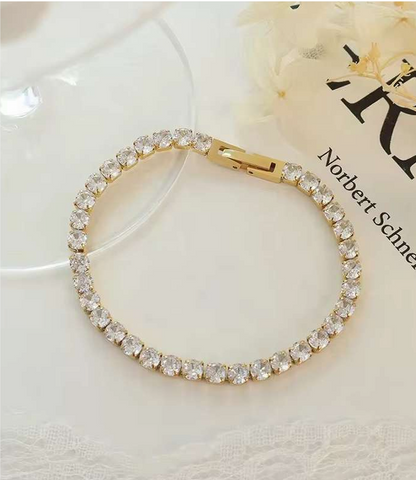 Tennis Bracelet with Round-Cut CZ Stones
