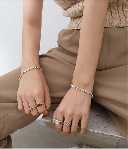 Tennis Bracelet with Round-Cut CZ Stones