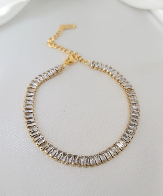 Gold Baguette Crystal Bracelet