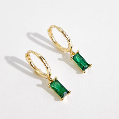 Emerald Rectangle Drop Earrings