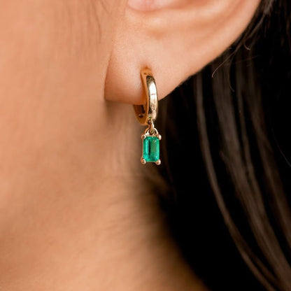 Emerald Rectangle Drop Earrings