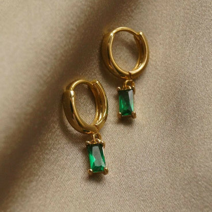 Emerald Rectangle Drop Earrings