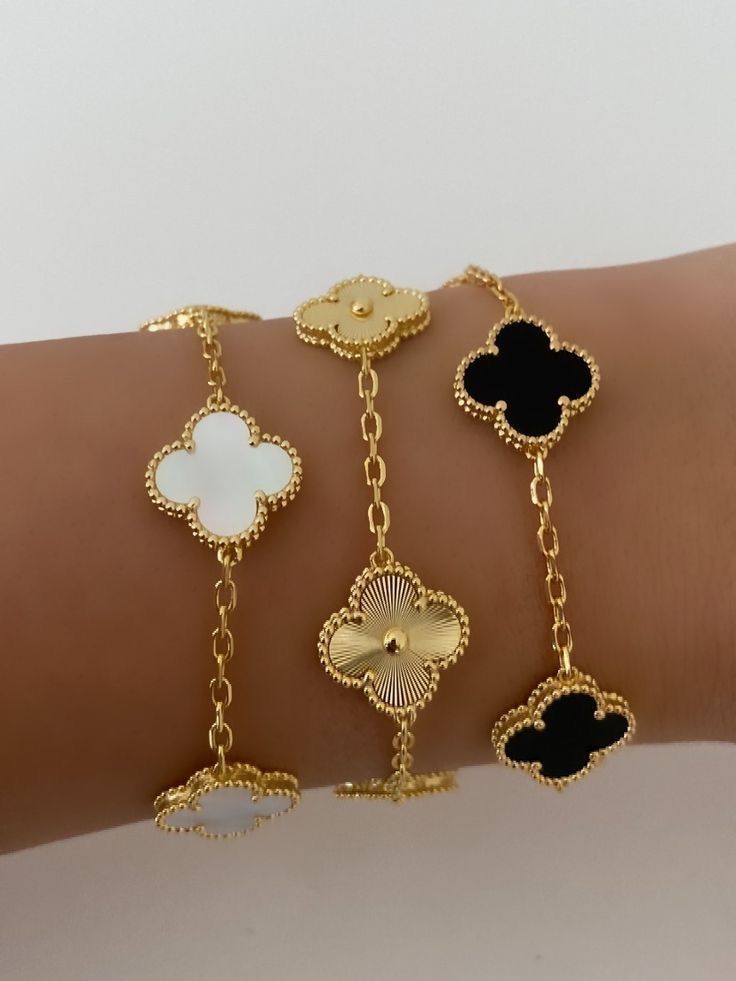 Clover Bracelet with White Inlay