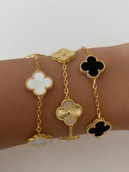 Clover Bracelet with White Inlay