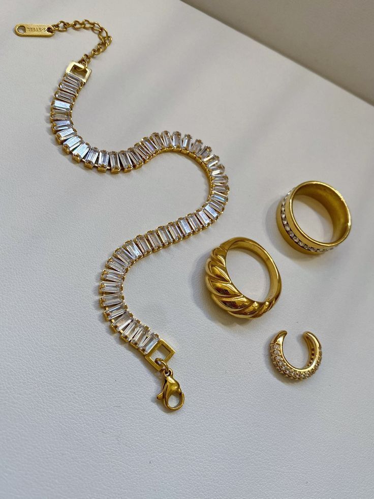 Gold Baguette Crystal Bracelet