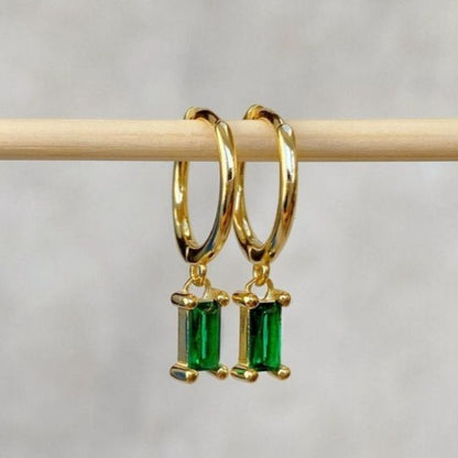 Emerald Rectangle Drop Earrings